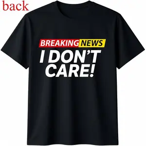 Cotton Sarcasm Shirt – Funny Breaking News 'I Don't Care' Text Tee
