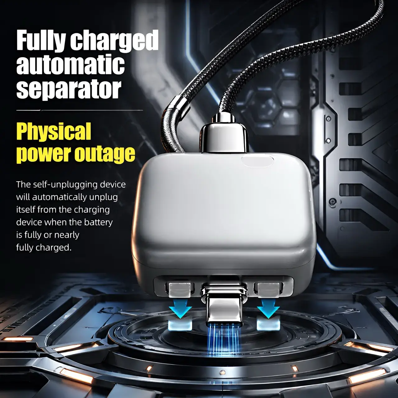 140W Type-C Physical-Disconnect Battery Guard - Auto & Self-Eject Charger, Smart Auto-Stop Charging Accessory for Mobile Smartphones, Laptops, Tablets, Anti-Overcharge Tech for Safe Overnight Use, Gift for Chargeable Devices