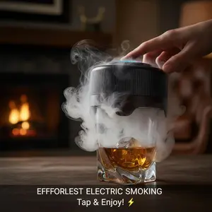 Electric Whiskey Smoker Kit with Adjustable Smoke Control, Rechargeable Cocktail Smoker Kit, 6 Wood Chip Flavors–Old Fashioned Smoker Kit, Gifts for Men, Dad, Husband, Home Bar Accessories Classic Glass