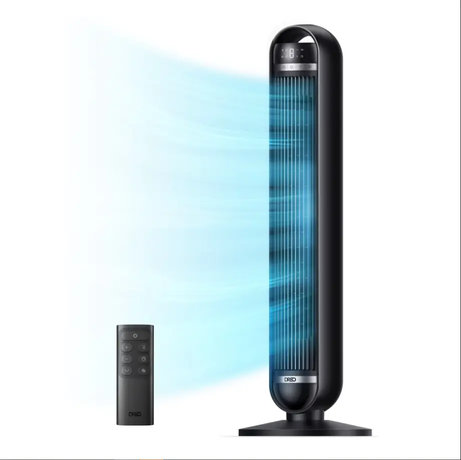 DREO 36-Inch Tower Fan, 27ft/s Velocity, Ultra Quiet, Oscillating Indoor Bladeless Fan with Remote Control and 8 Speeds