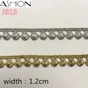 Width 12mm gold and sliver dot Water soluble Embroidery  Lace trim Sewing Fabric JB13