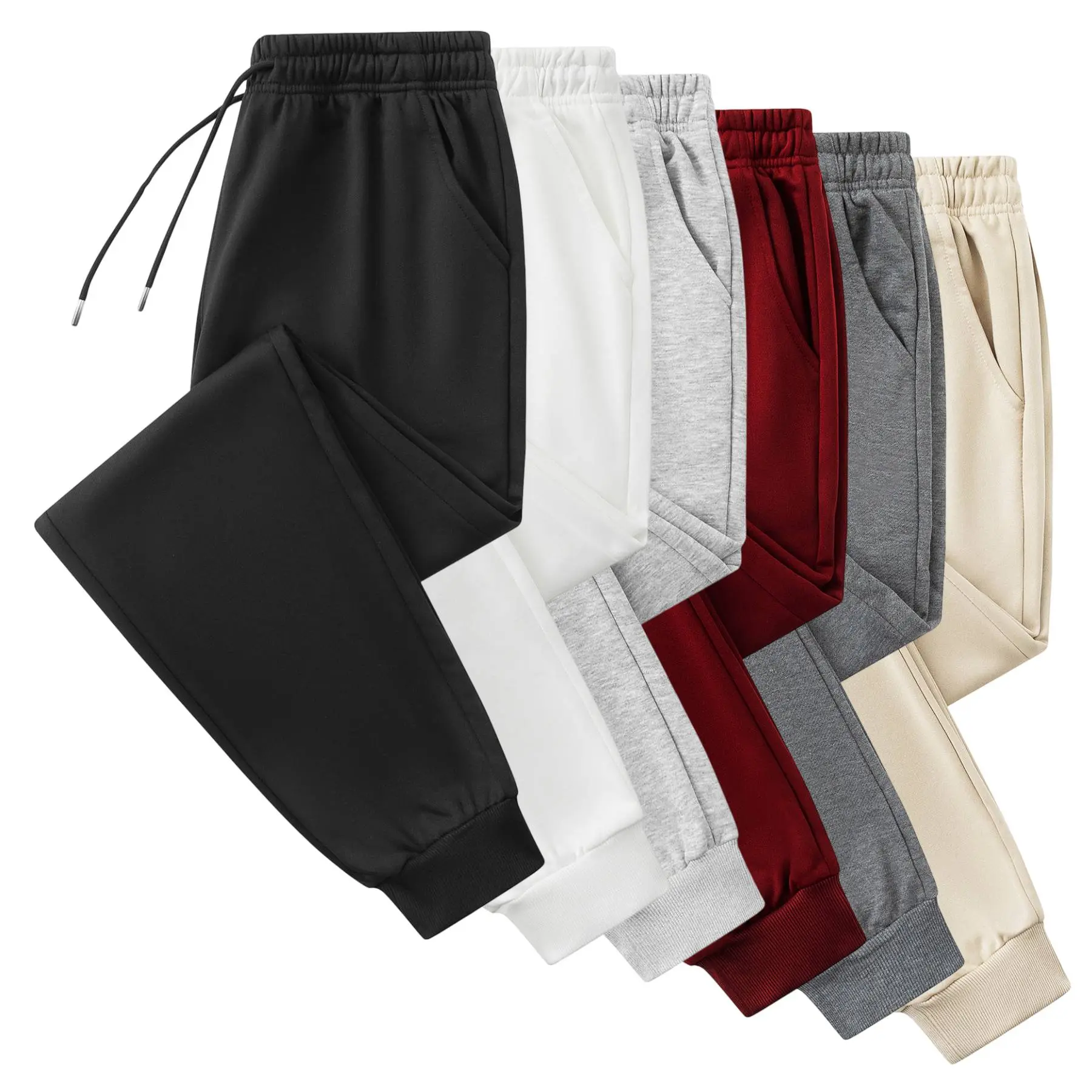 Men's Solid Color Joggers, All-Season Knitting Pants with an Elastic Waist and Cuffed Ankles for Casual & Outdoor Wear, Fitted Cut