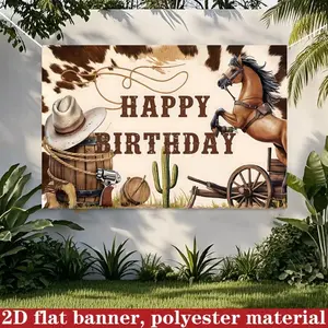 Western Cowboy Birthday Background Cloth, Toilet Cactus Adventure Theme Party Decoration, Home Decor Polyester Fiber 180x230cm, Party Decorations Banners