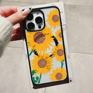 Vibrant Sunflower Pattern Phone Case Cover, Shockproof Durable Transparent Magnetic Stand Protector, Compatible with iPhone 11-17 Pro Max Accessories