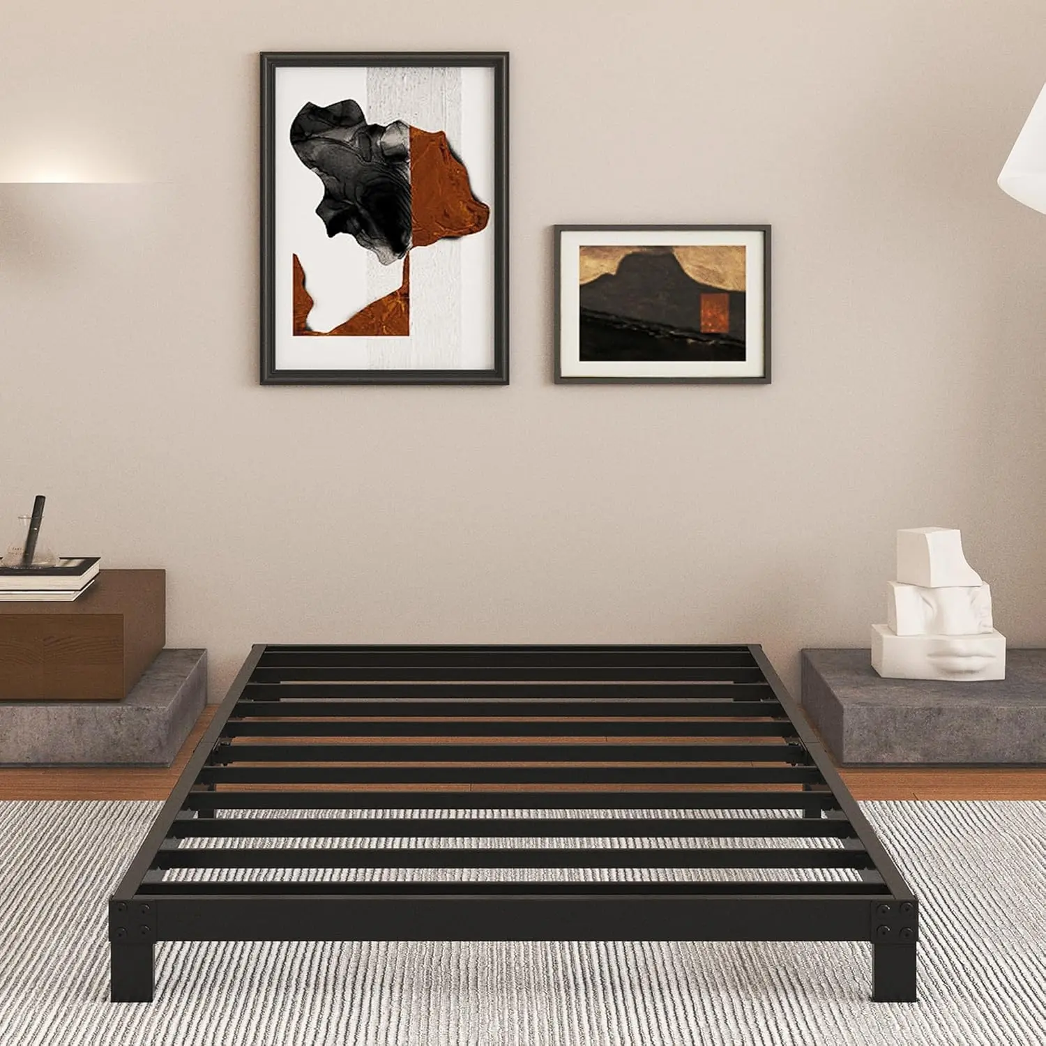 5 Inch Low Bed Frame , Heavy Duty  Bed Frames Low Profile, No Box Spring Needed, Easy Assembly, Noise Free, Black