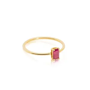 14k Gold Emerald Cut Ruby Solitaire Ring