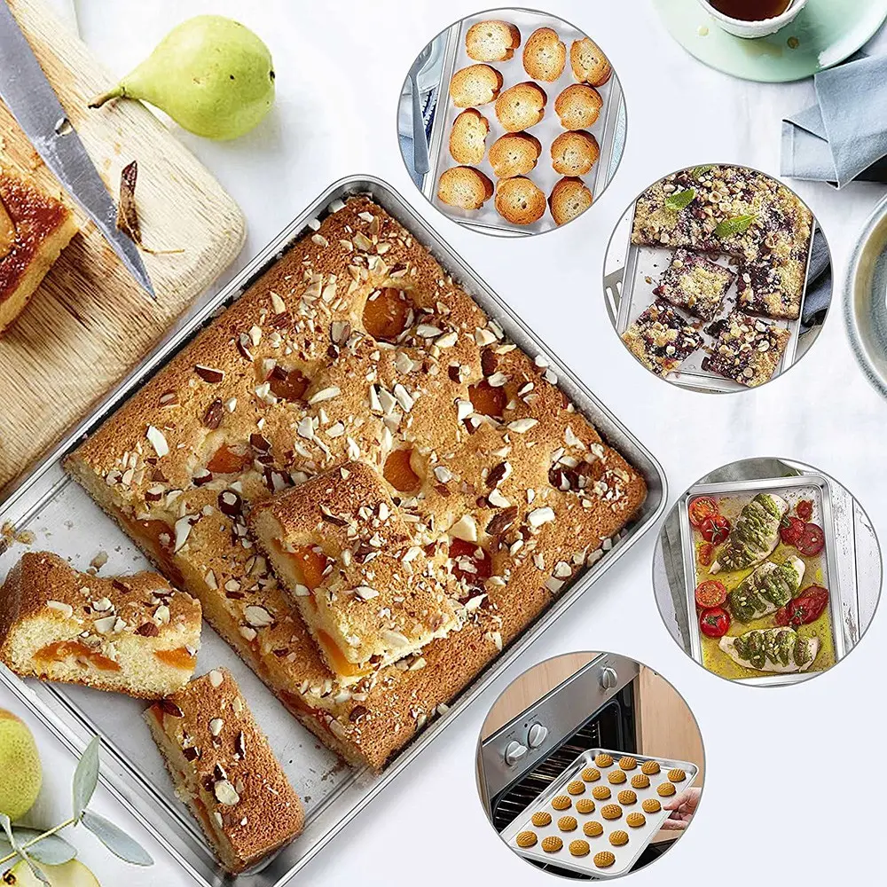 Stainless Steel Baking Tray, Square Cake Pan, Durable Kitchenware for Baking, Perfect for Home & Professional Use