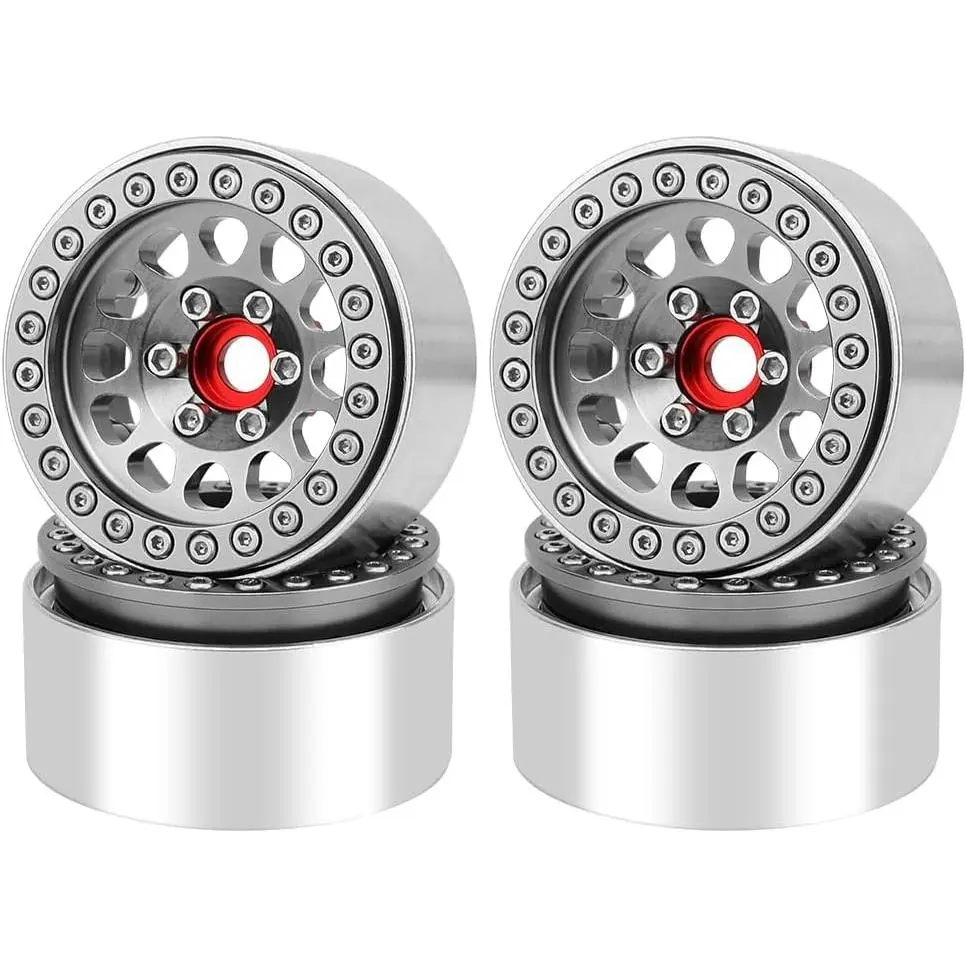 1.9 Beadlock Aluminum Wheels Rims Titanium Upgrade Parts for 1/10 RC Crawler Axial SCX10 I II III Capra TRX4 TRX6 VS4-10 Gen8 MST CFX