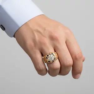14K Yellow Gold Diamond Nugget Ring - 0.70ct