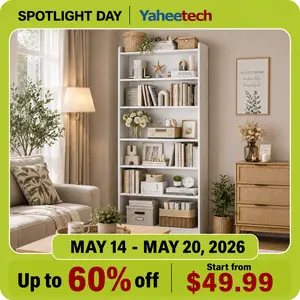 Yaheetech 6/7 Tier Open Shelf Bookshelf, Modern Simple Tall Bookcase with Top Open Compartment for Office, Study, Living Room summervibes