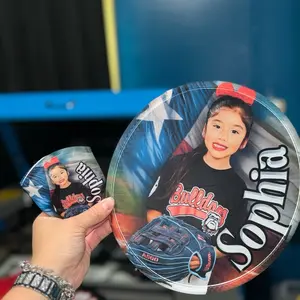 Personalized Round Hand Fan - Polyester Lightweight Foldable Round Accessory with Unique Design, Includes Small Bag for On-the-Go Use