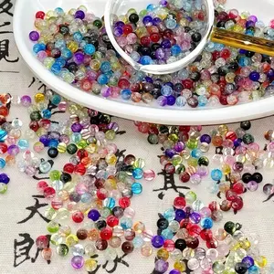 [A005]DIY 6mm 200pcs Glass Beads for Bracelets Necklace Jewelry Making - Assorted Colors for Crafting