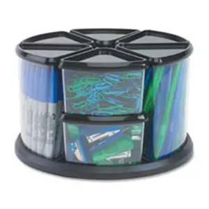 212 MAIN Rotating Desk Organizer, Deflect-O Carousel Design with Revolving Base, 3 x 6 in. Canisters and 6 x 3 in. Canisters, Black