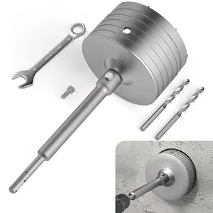 Concrete Hole  Set with 65/115/150mm Drill Bit and 220mm SDS Plus Connecting Rod, High-Strength Steel Triple-Edged , Suitable for Drilling Holes in Concrete Brick Stone Wall (115mm)