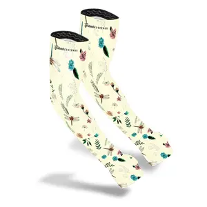 Farmers Defense Protection Sleeves - Dragonfly Meadow Cream- UV Cooling Sleeves | Anti-Scratch Sun Protection Arm Sleeves Comfort Clothing for Gardening Harvesting Outdoors Enthusiasts