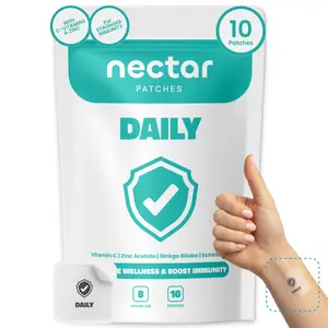 Nectar Daily Wellness Patches - Immune Boosting Vitamin C, Zinc, Ginkgo Biloba & Echinacea Patches. 8 Hours of Wellness Support, Vegan, Gluten Free, Latex Free & Water Resistant.
