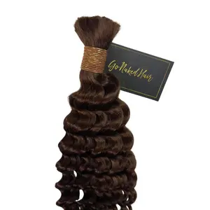 Medium Brown Deep Wave Bulk Human Hair