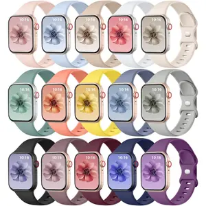 15 Pack Compatible with Apple Watch Bands for Women 40mm 38mm 44mm 42mm 41mm 45mm 46mm 49mm,Silicone Sport Replacement Strap for iWatch Bands for Women Series 11 10 9 8 7 6 5 4 3 2 1 SE Ultra