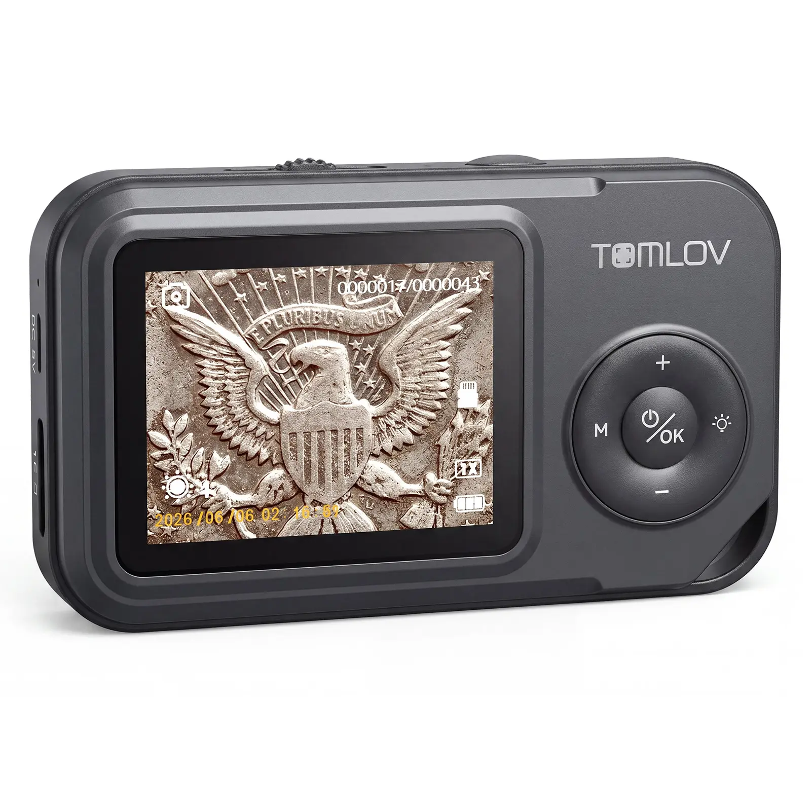 TOMLOV P50 Handheld Digital Microscope: Adjustable Focus Coin Microscope with 2.4" IPS Screen, Trichome Magnifying Glass with Light, Portable Jewelry Loupe for Adults, Windows/Mac Compatible