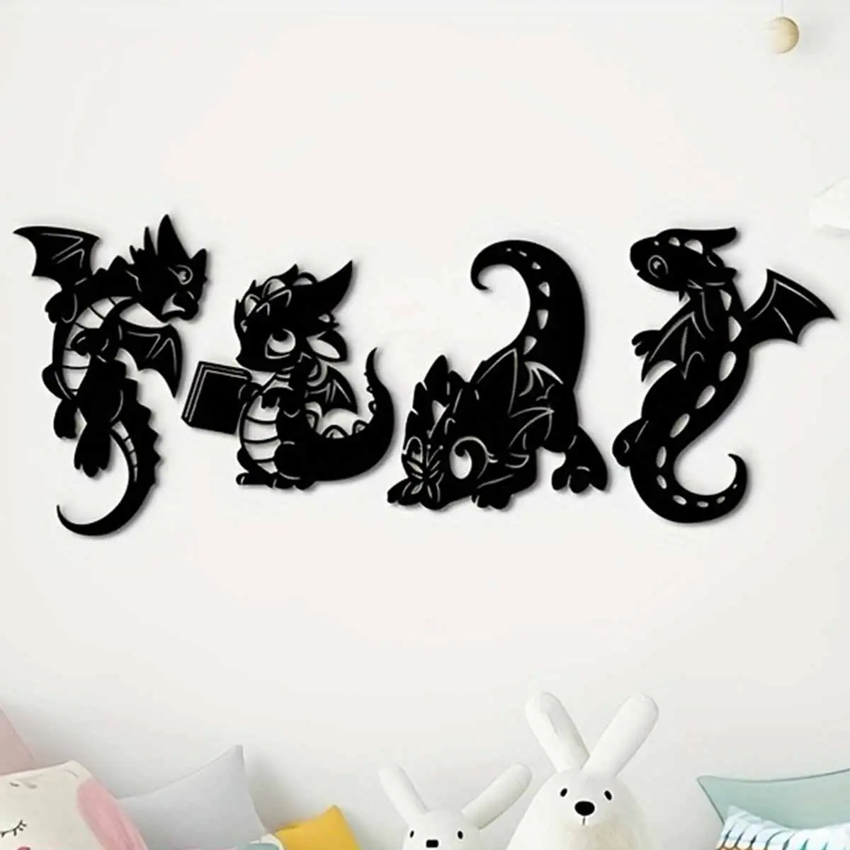 Dragon Design Wall Art, 4 Counts/set Metal Wall Decor, Wall Hanging Decor for Home Living Room Bedroom Study Room, Home Decor, Stickers