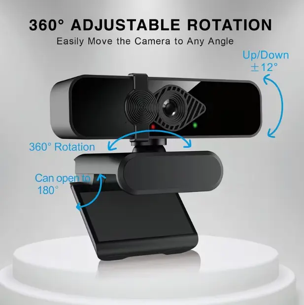 [10-Year Warranty] K-MYZS 4K network camera with privacy cover and built-in microphone, 360-degree rotating base, plug-and-play, suitable for PC laptop online live streaming conference, USB power supply, no battery required