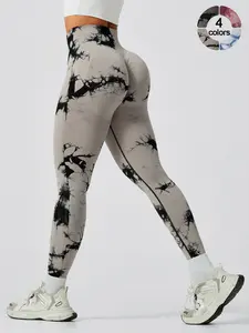 Women's sports pants high waisted seamless high stretch leggings fashionable tie dye waist cinching and hip lifting running pants yoga pants gym training women's sports leggings