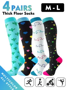 Compression Socks for Men and Women, 20-30 Mmhg Knee Height Design, Running Performance Recovery, 4 Pair Options, Improve Circulation, Compression Socks for Sports, Knee High Socks