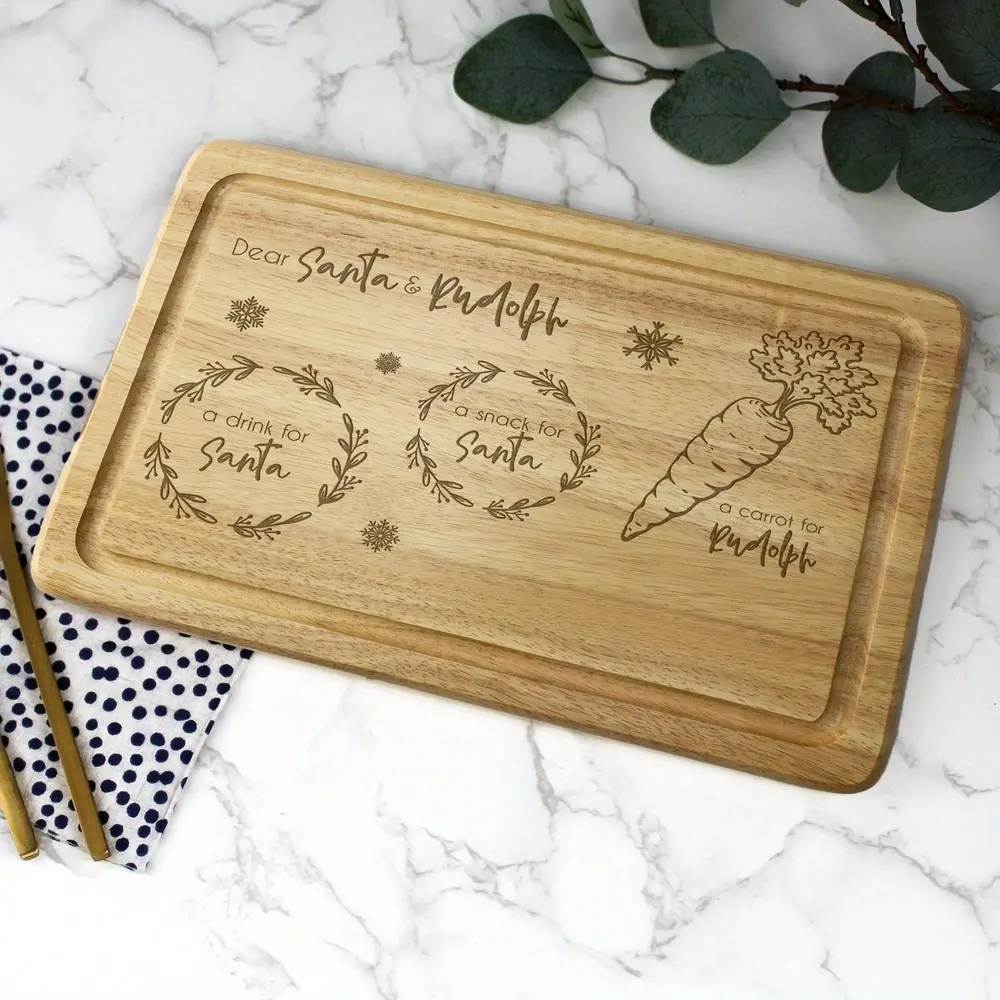Chopping Board Engraved Wooden Cutting Board Santa Christmas Charcuterie Novelty Viral Cheese Board for Cooking, Birthday Thanksgiving Xmas Gift Giving Kitchen Christmas Supplies, Holiday New year 2026 Gift