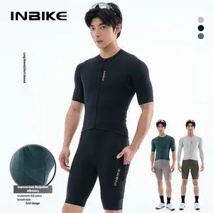 INBIKE Men's Cycling Jersey Short Sleeve One-Piece Breathable Mesh Bike Shirt Lightweight Moisture Wicking Road Bicycle Top for Summer Riding