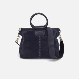Sheila Medium Satchel in Suede - Navy
