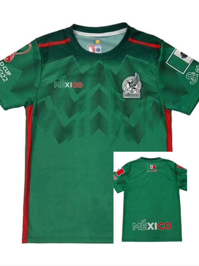 Mexico Qatar 2022 Home, Away, Mix Jersey - Green Jersey with Red Trim, Short Sleeves, and Logo Design Mexico Qatar 2022 Home, Away, Mix Jersey - Green Jersey with Red Trim, Short Sleeves, and Logo Design