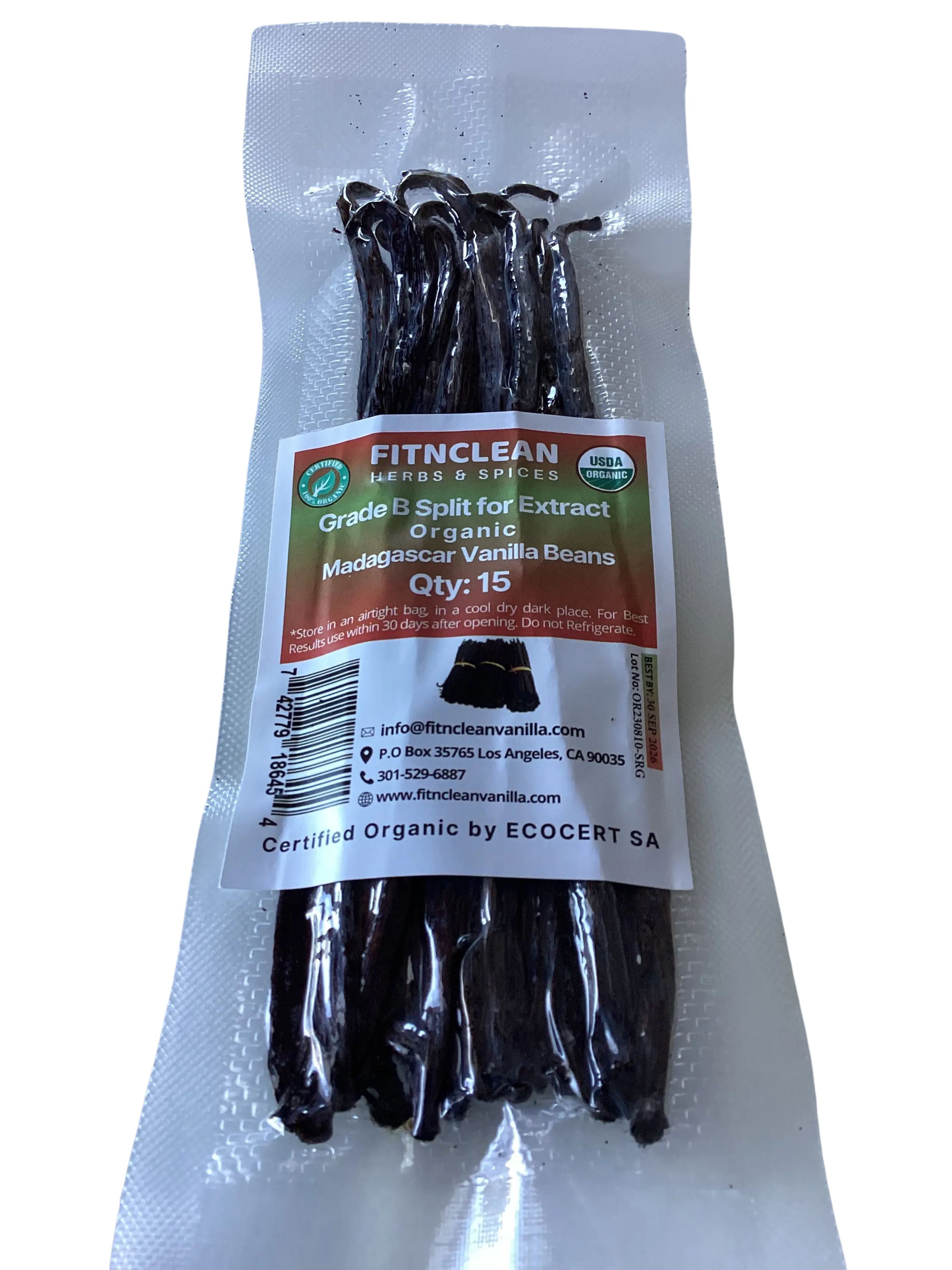 15 Split Madagascar Vanilla Beans Grade B| 5"-7" For Extract by FITNCLEAN VANILLA | Whole Bourbon NON-GMO Pods for Paste