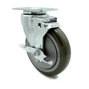 Service Caster COL-SCC-20S514-PPUB-TLB Replacement for Colson Caster 2.05256.95 BRK1 - Polyurethane Swivel Top Plate Swivel Caster with 5 in. Gray Wheel & Top Locking Brake - 350 lbs Capacity