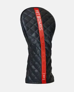 Katana Golf Head Cover Set – Premium PU Leather Driver & Fairway Wood Covers with Racing Red Stripe, Cross Stitch, and Luxurious Knitted Liner