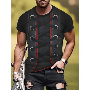 Men' SCF Selected Faux 2pcs T-Shirt - Breathable Round Neck Casual Top with Suitable for Casual Attire, High-Quality Printing, Durable Fabric & Machine Washable Suitable for Seasons, Male Wardrobe Essential