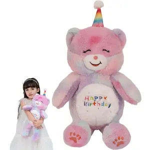 Rainbow Bear Stuffed Animals Happy Birthday Bear Soft Rainbow Teddy Bear Plush Toys Stuffed Bear Plushies Animal Colorful Teddy Bear Plush Doll Animal Toy for Kids & Lovers