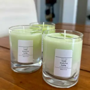 Iced Matcha Latte Candle - Decorative Green Candle with Matcha Latte in Glass Pitcher - Ornaments Freshener