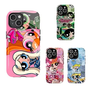 Trendy Cartoon Powerpuff Girls Bubble Gum Phone Case,for Suitable for iPhone 17/16/15/14/13/12/11 Pro Max/Plusand Samsung Galaxy S23-25