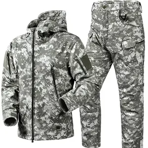 Outdoor Shark Skin Shell Jacket Fleece-lined Warm Soft Shell Camouflage Trench Coat Hunting Clothes