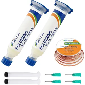 No Clean Soldering Flux Paste & Solder Wick, Solder Flux for Electronics Soldering (2x10cc), Solder Removal Kit for Desoldering