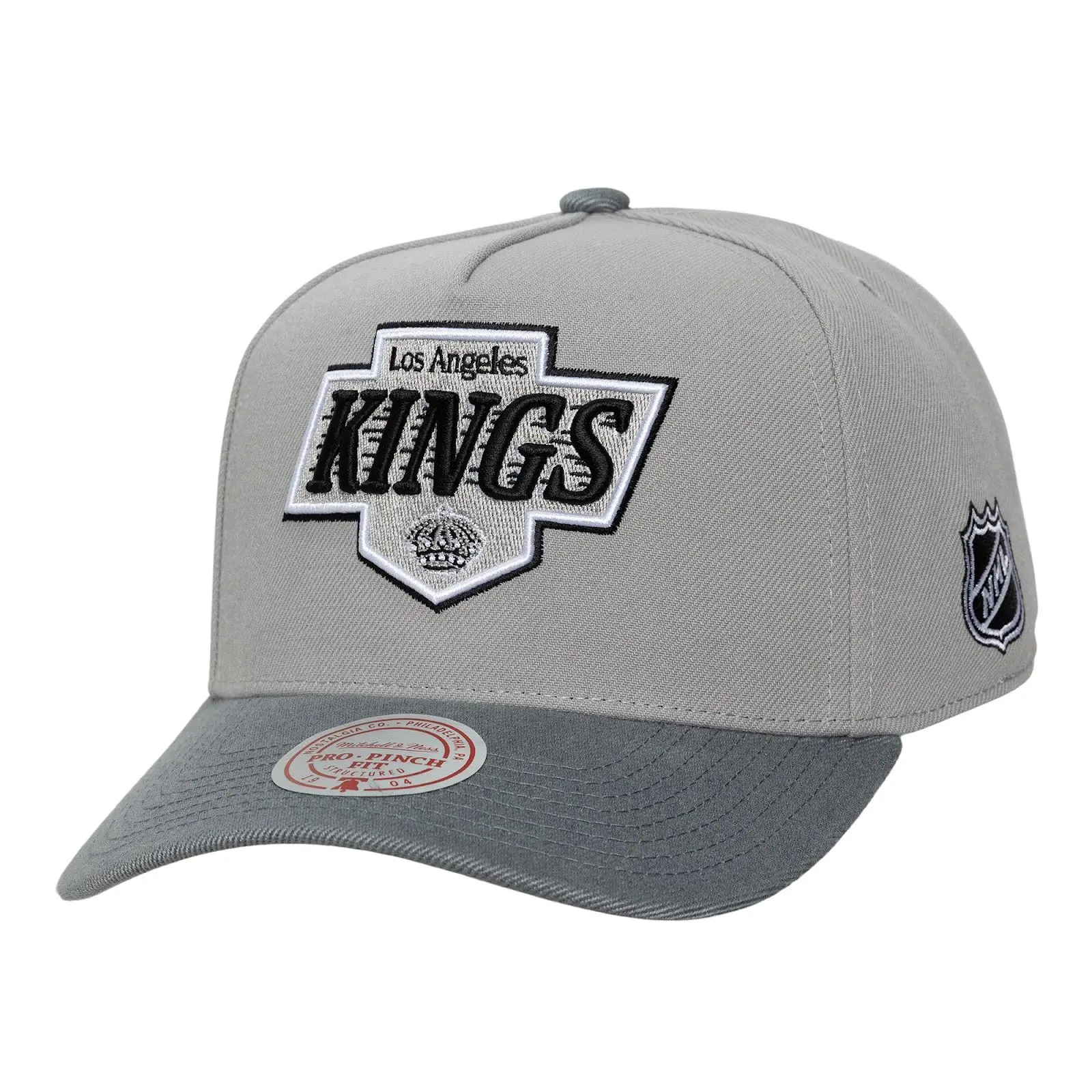Los Angeles Kings Silver/Gray Legendary Home Pro Pinch Snapback Hat NHL Throwback Cap Adjustable Fan Gear Mitchell & Ness