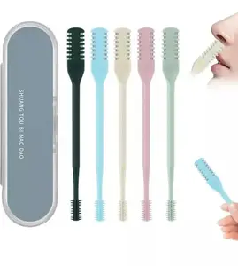 【12 PCS】 2-in-1 Nose Hair Trimmer, 360 °Rotating Double-sided Nose Hair Cleaner Portable Manual Nose Hair Removal Tool With Earplugs, Suitable For Both Men And Women doublesided  nose  blade