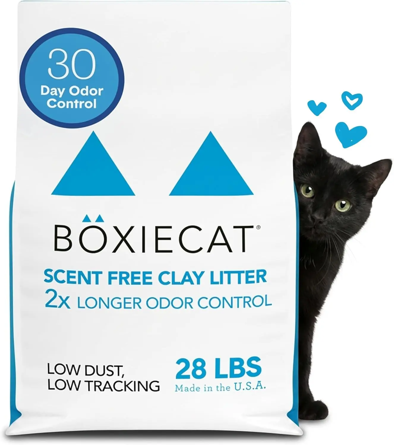 Boxie Premium Unscented Clumping Cat Litter 30+ Day Odor Control 28 lb Gift