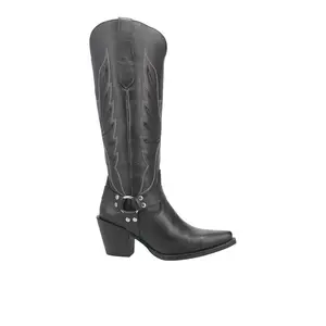 Dingo Womens Heavens To Betsy Embroidered Snip Toe  Casual Boots Knee High Mid Heel 2-3" - Black