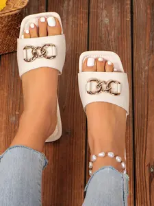 5-color women's Korean version casual flat slippers, suitable for summer and autumn beach wear, Roman style design, suitable for vacation and daily wear.