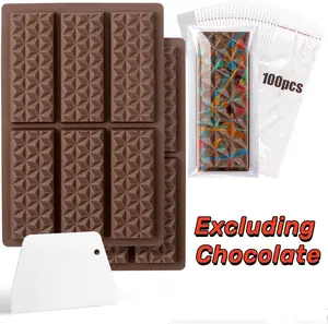 1Set 1 Inch Chocolate Bar Molds, 4 IN 1 Deep Chocolate Bar Mold for Dubai Chocolate Bar Pistachio, Large Silicone Chocolate Mold for Filling Pistachio Cream