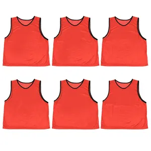 212 MAIN Adult Scrimmage Pinnies, Red, Sleeveless, Durable Mesh, Adult Fit, Plain, Pack of 6