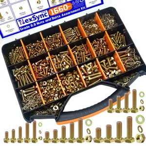 1660Pcs Heavy Duty Bolts and Nuts Assortment Kit, Nut with washer，Grade 8 Hex Screws Bolts Nuts Kit,M4,M5,M6,M8, Common SizesIncluded bow go Telescoping Magnetic Christmas& New Year Gift ldeas Hardware Assortment Kit