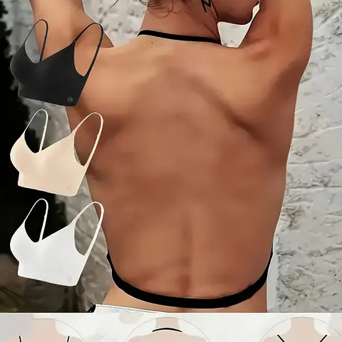 Sexy Seamless Wireless Push Up Bra, Backless Full Coverage Balconette Cup, Medium Support Slim-Fit Casual Bra for All Seasons
