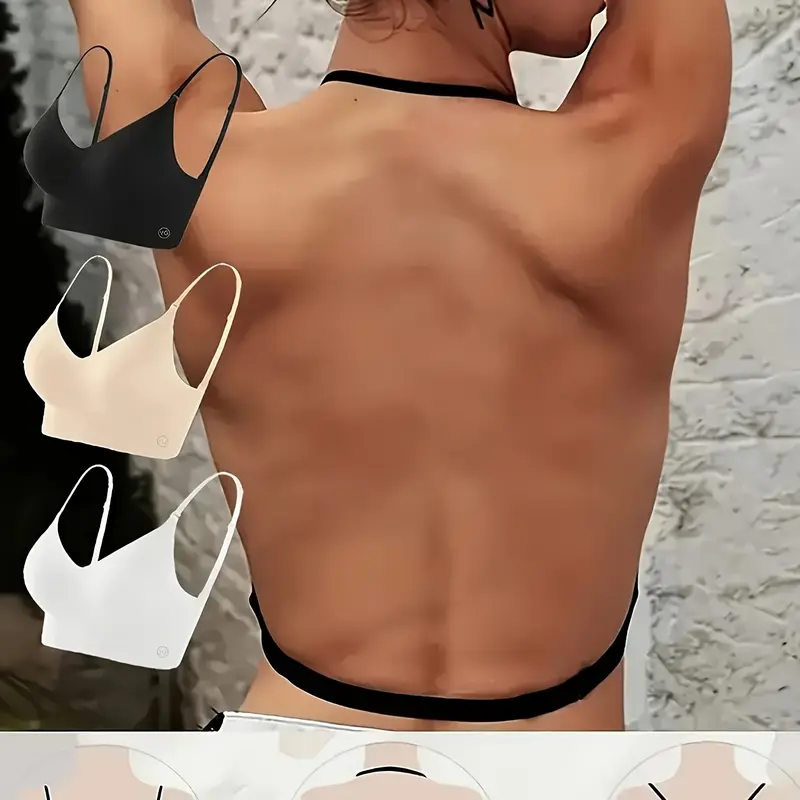 Sexy Seamless Wireless Push Up Bra, Backless Full Coverage Balconette Cup, Medium Support Slim-Fit Casual Bra for All Seasons